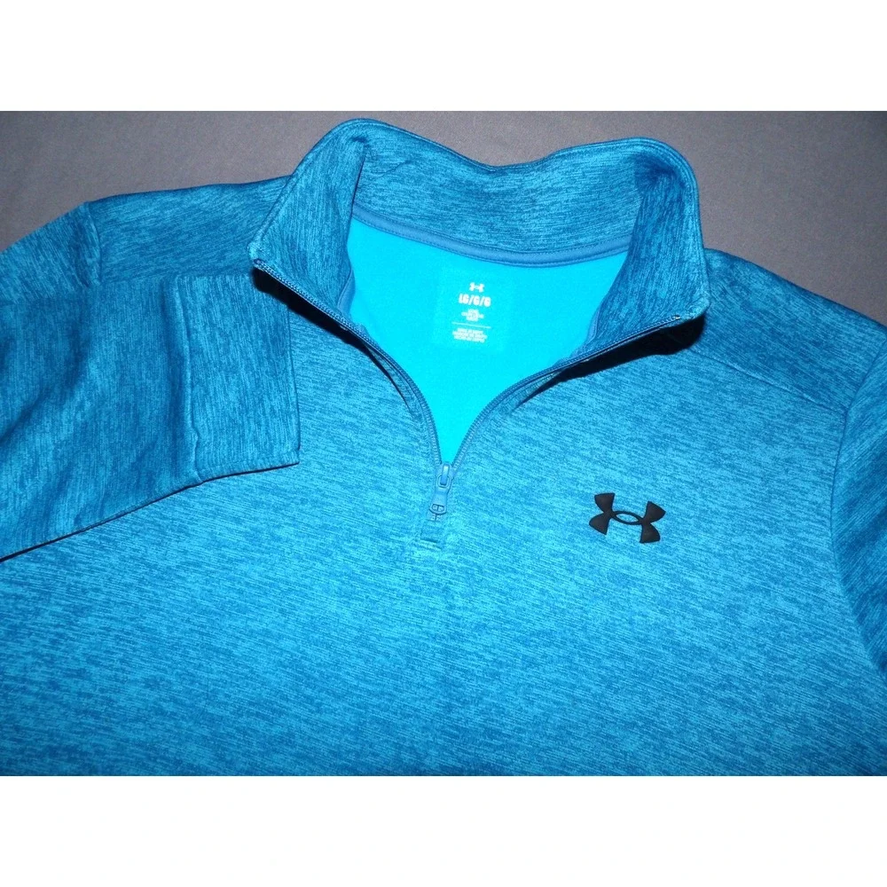 Under Armour Cold Gear Light Blue Collared 1/4 Zip Sweatshirt Jacket Men's LRG